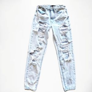 Mom Jeans light wash ripped distressed Size 2